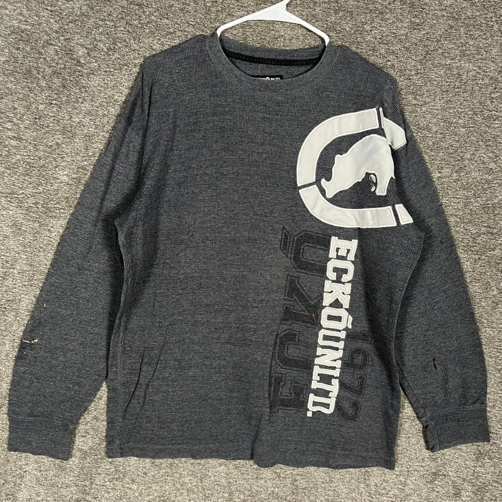 Ecko‎ Unltd Mens Long Sleeve Waffle Knit Thermal Shirt XLarge Skater Y2K